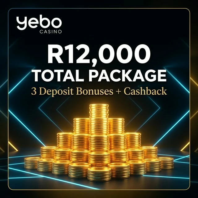 Yebo Casino R12,000 Total Welcome Package — 3 Deposit Bonuses